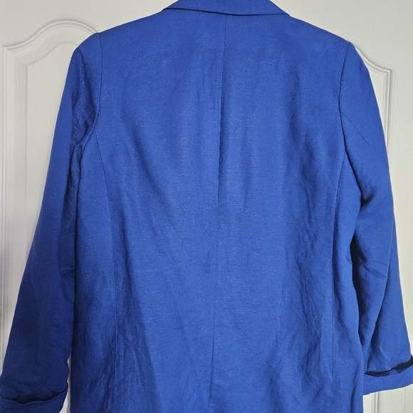 H&M Single-breasted Linen-blend Blazer- royal Blue- S - Picture 8 of 8